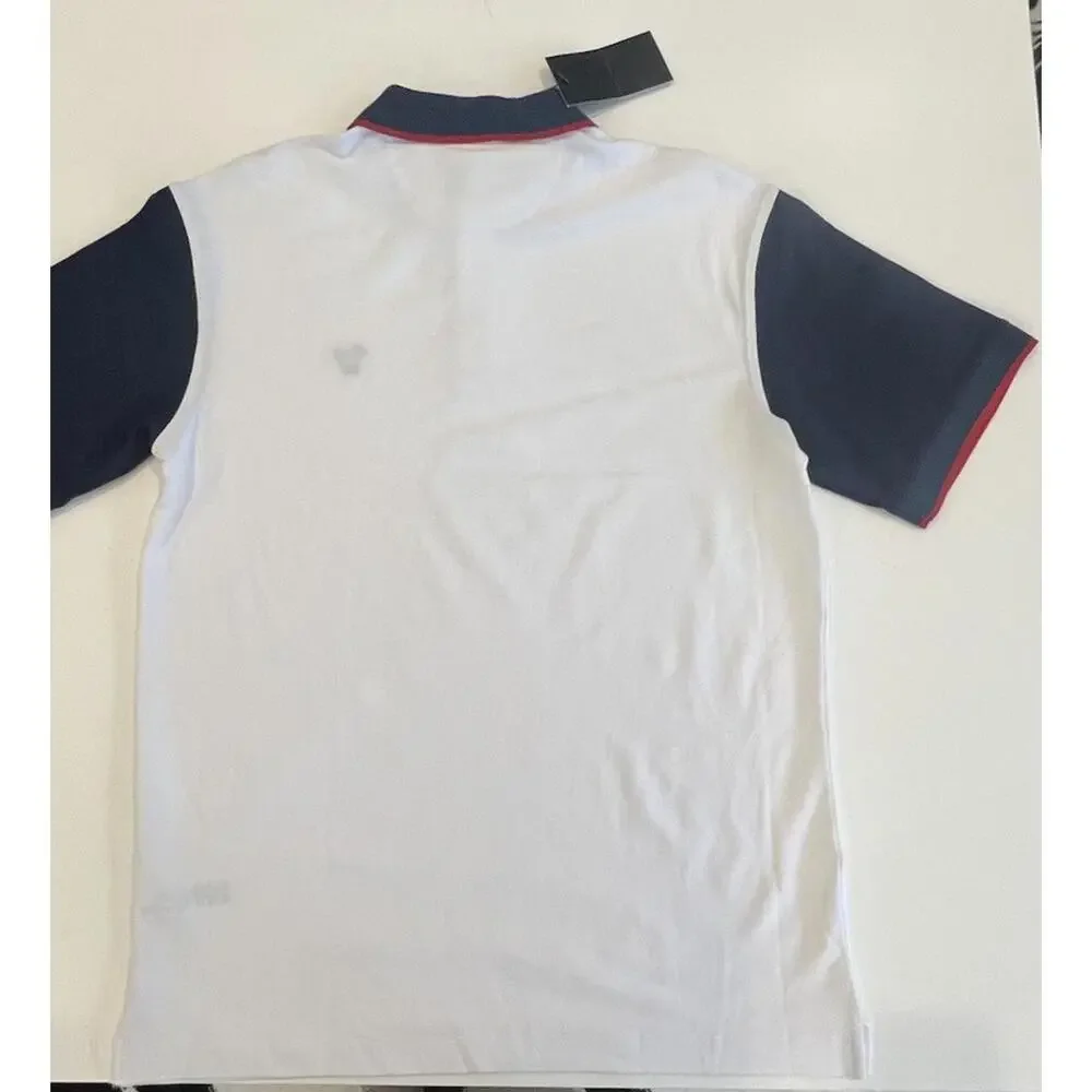 $84 Bad Birdie Pique Golf Polo Shirt Mens M White Navy Red Shirt Short Sleeve - Picture 4 of 9